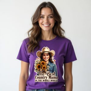 The Best Country Mama T-Shirt | Sunflower Cowgirl Mom Tee