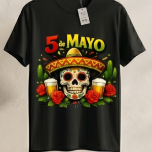 5 de Mayo Sugar Skull — Adult Tee (Black)