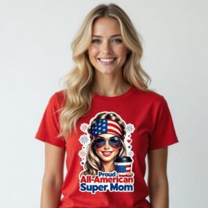 Proud All-American Super Mom T-Shirt | Patriotic Mom Tee